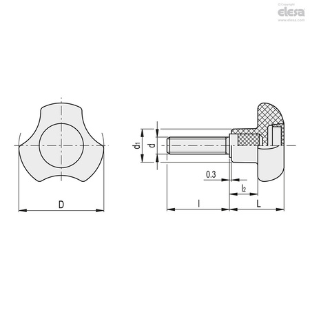 Elesa Threaded stud, VTT.50-C-p-M10x35-C4 VTT-C-p